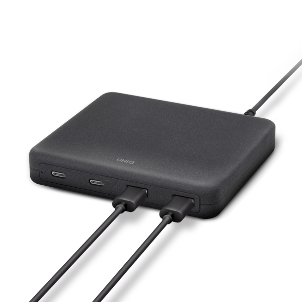 UNIQ Surge Mini 100 W-os asztali töltőállomás, antracitfekete, 2× USB és 2× USB-C-1