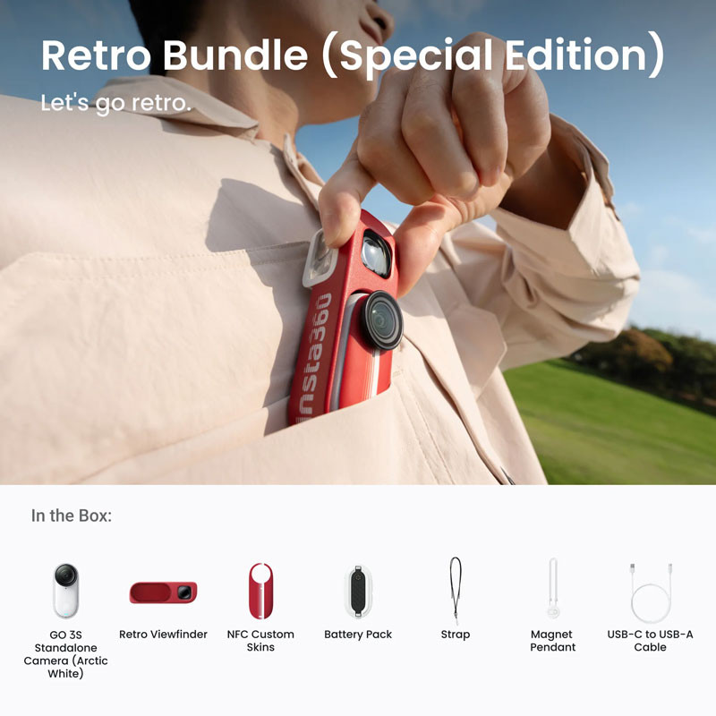 Insta360 GO 3S Retro Bundle Special Edition 128 GB akciókamera (Piros)-3