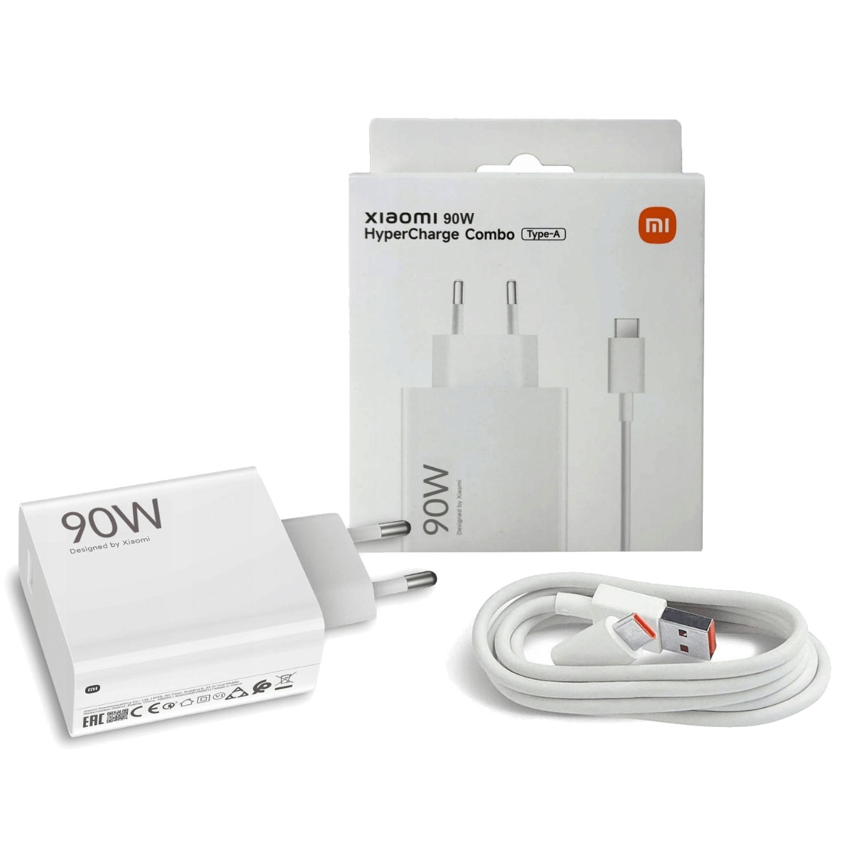 Xiaomi MDY-15-EK USB-A 90W Utazó Töltő + Adatkábel USB-C 6A Fehér-1