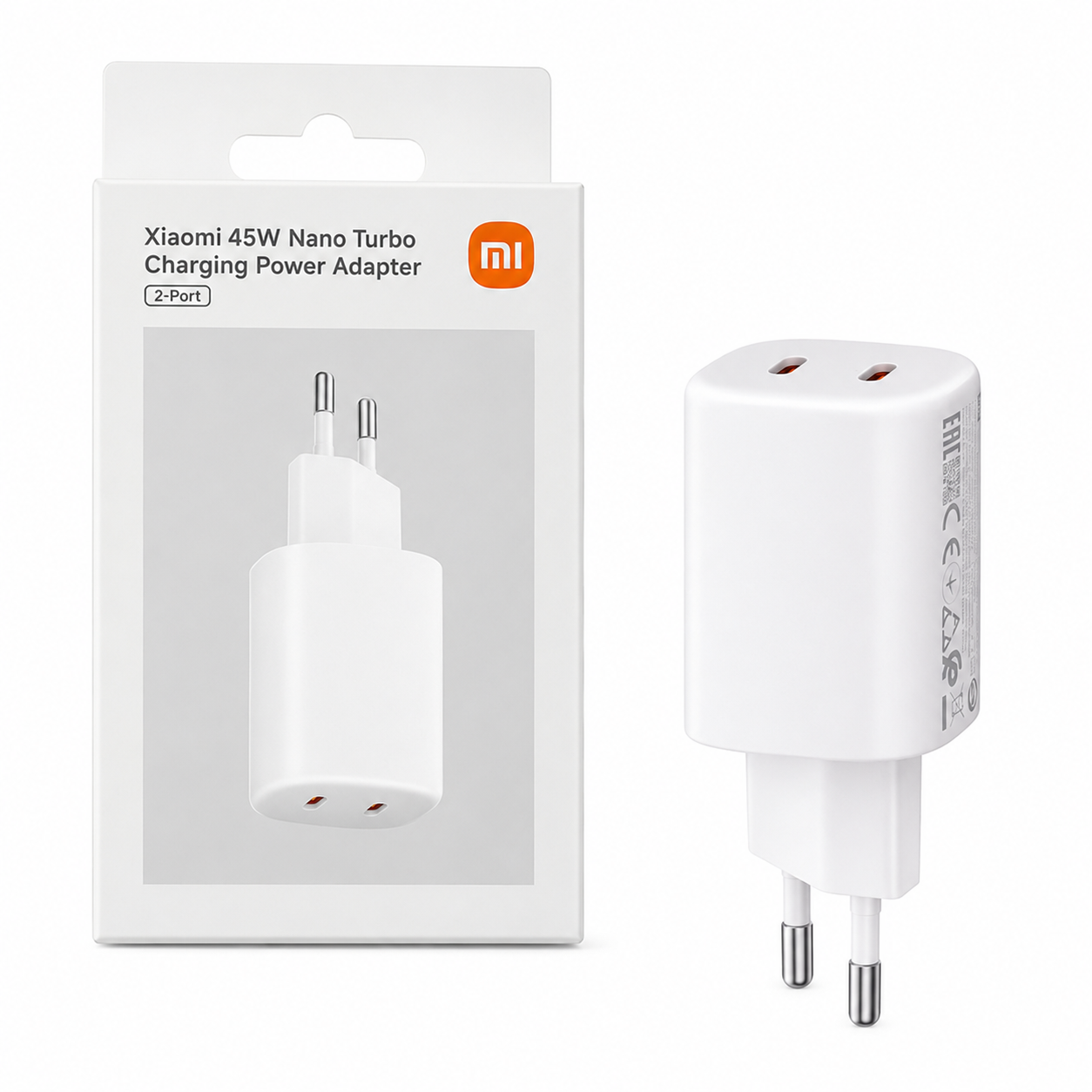 Xiaomi MDY-19-EG 2xUSB-C 45W Nano Turbo hálózati töltő adapter Fehér-1