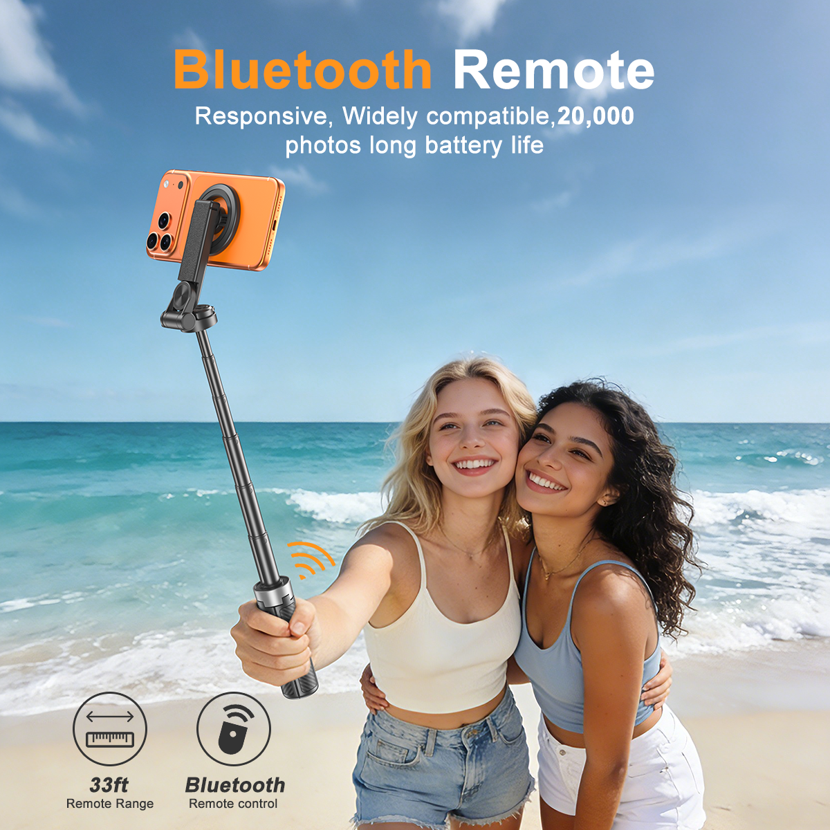 XO SS25 Bluetooth szelfibot és állvány MagSafe mágneses rögzítéssel, fekete, 64 cm-1