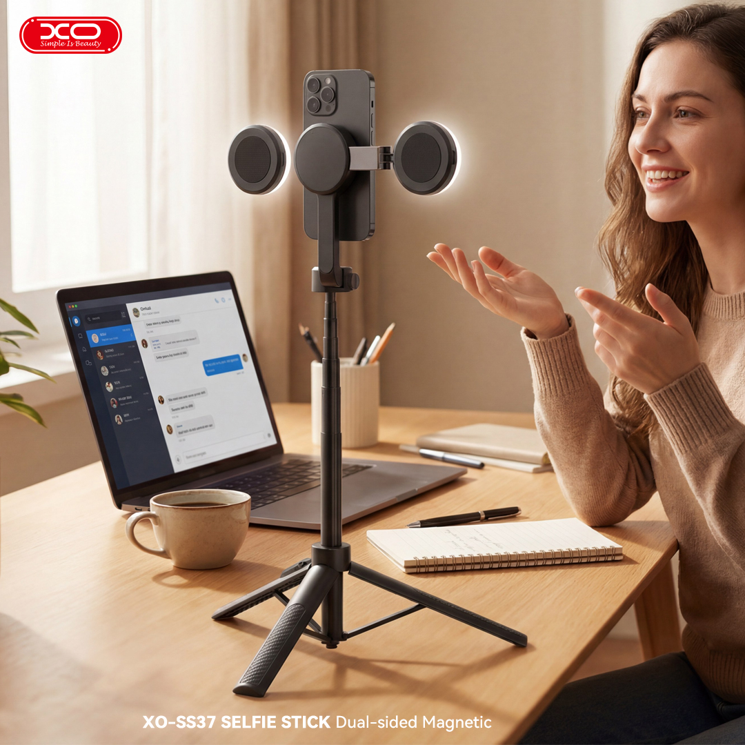 XO SS37 Bluetooth szelfibot és állvány MagSafe mágneses rögzítéssel, fekete, 124 cm-3