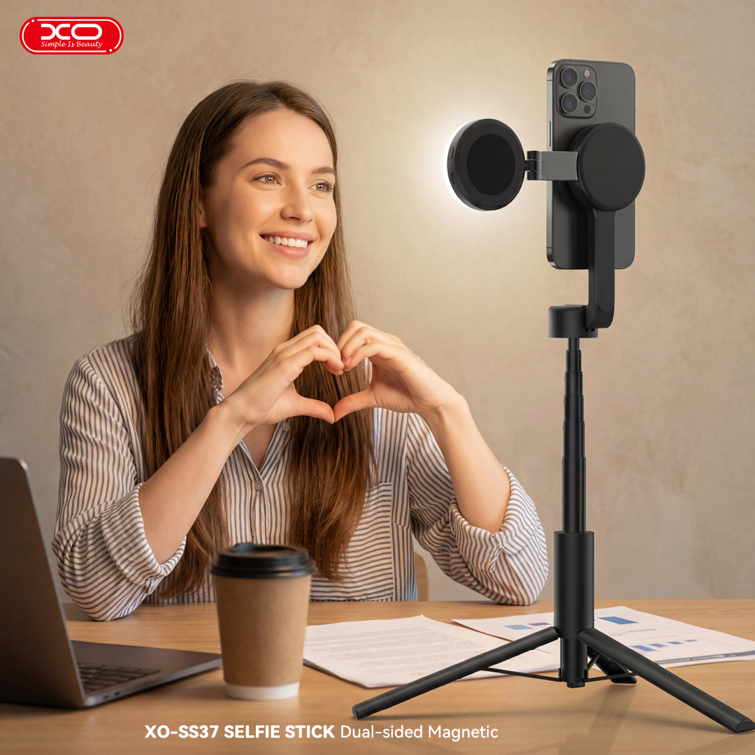 XO SS37 Bluetooth szelfibot és állvány MagSafe mágneses rögzítéssel, fekete, 124 cm-2
