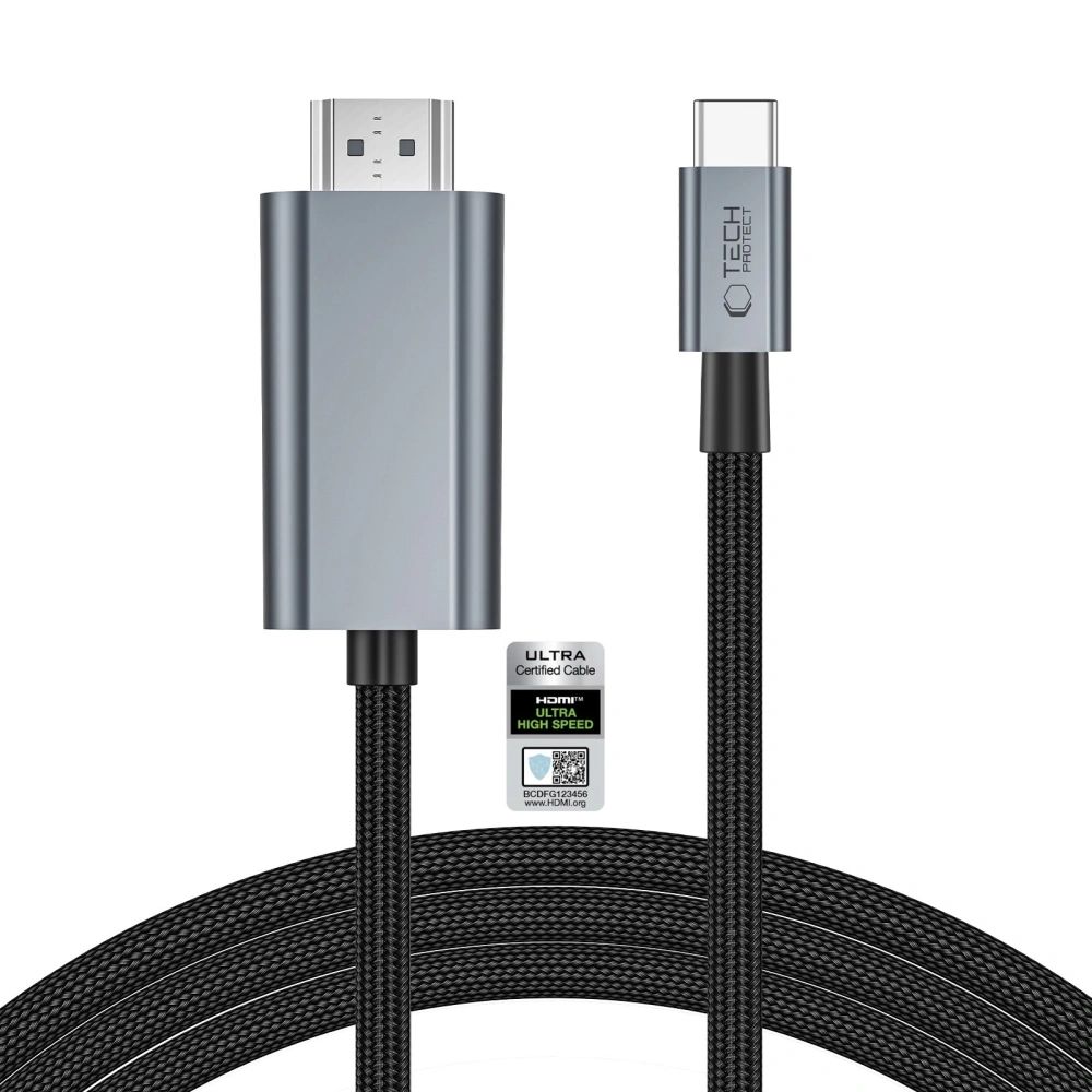 TECH-PROTECT Ultraboost  kábel USB-C - HDMI 2.1 8K 60HZ 200cm vasszürke-0