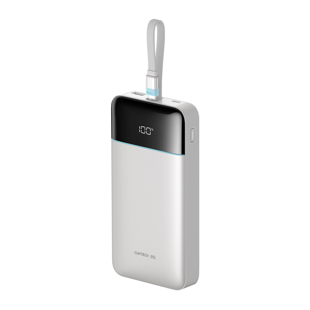 Cuktech LPB252N 120 W 25000 mAh powerbank beépített USB-C kábellel, fehér-0