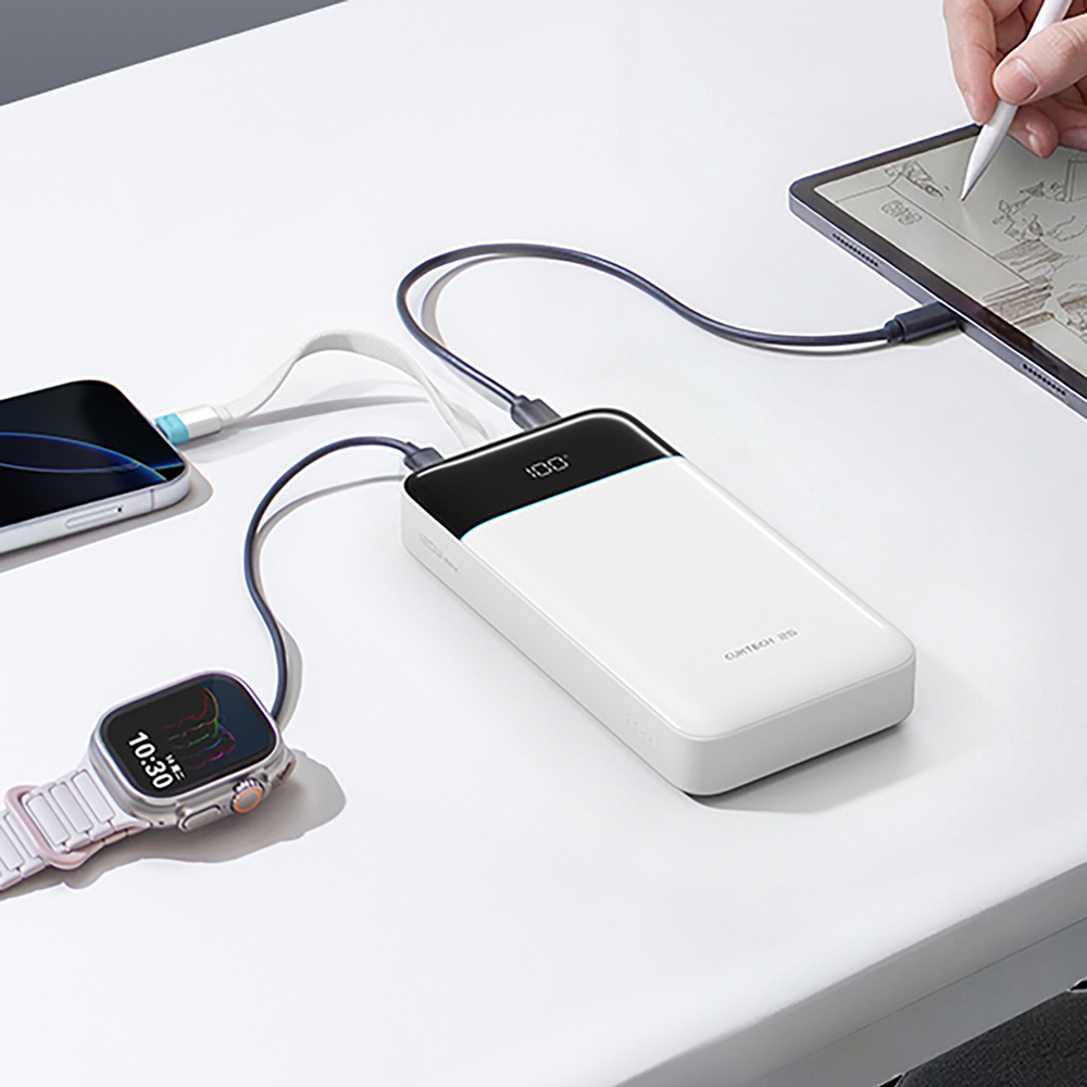 Cuktech LPB252N 120 W 25000 mAh powerbank beépített USB-C kábellel, fehér-5