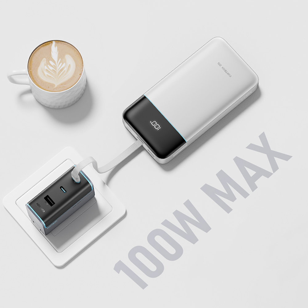 Cuktech LPB252N 120 W 25000 mAh powerbank beépített USB-C kábellel, fehér-1