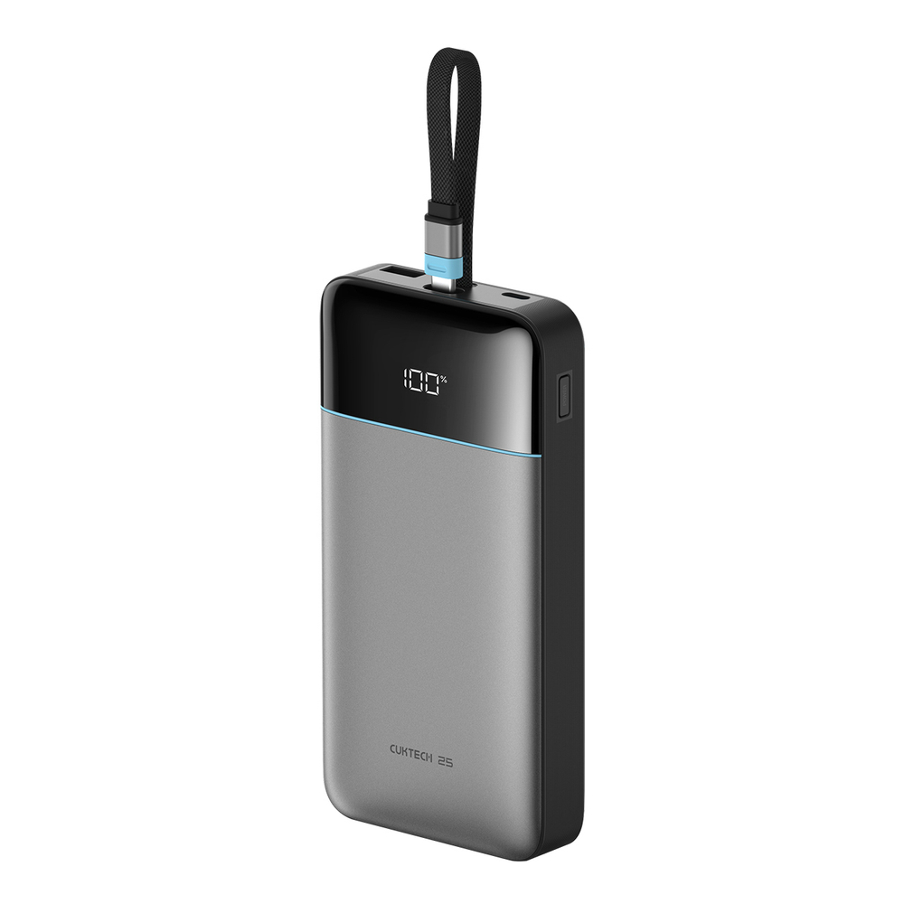 Cuktech LPB252N 120 W 25000 mAh külső akkumulátor beépített USB-C kábellel, szürke-0