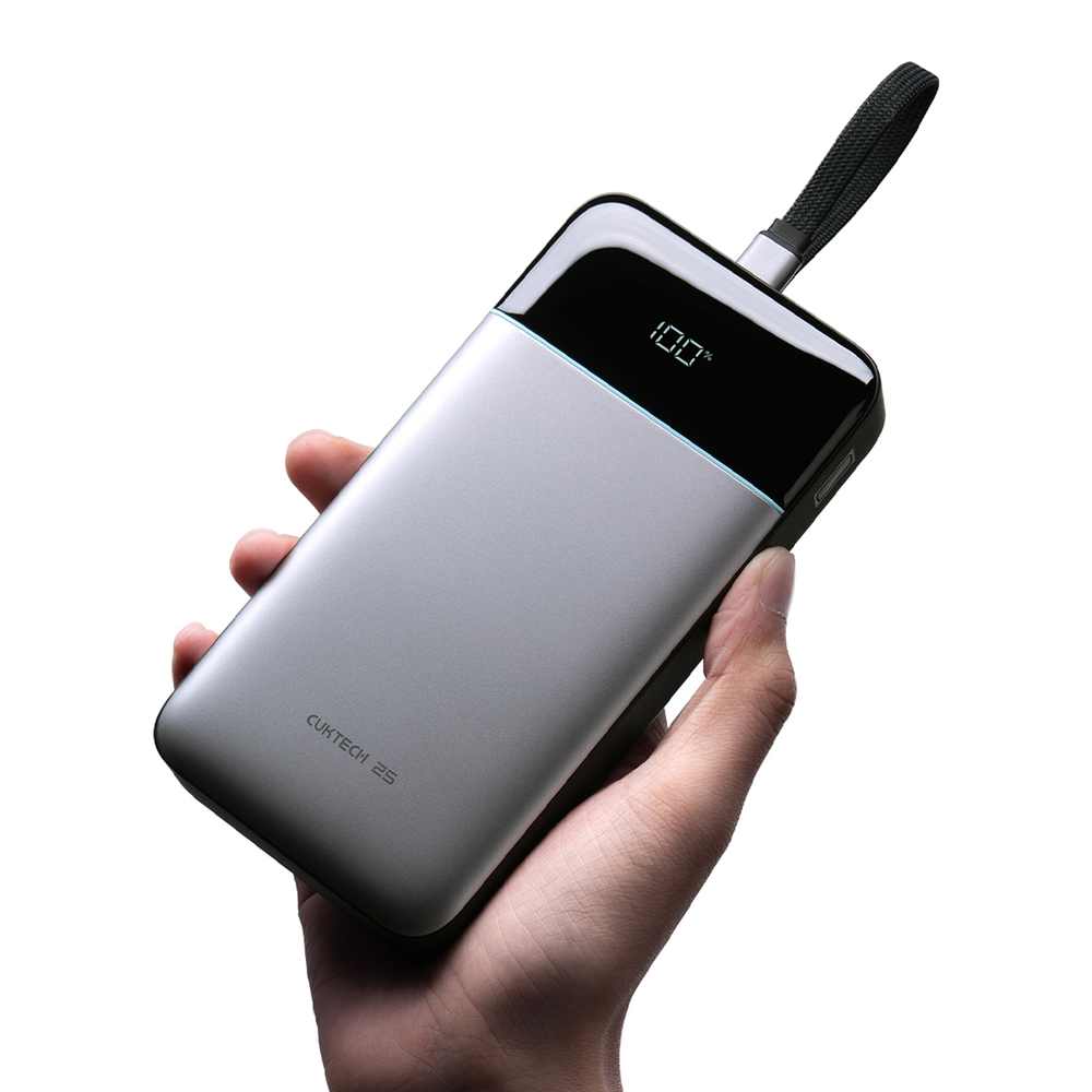 Cuktech LPB252N 120 W 25000 mAh külső akkumulátor beépített USB-C kábellel, szürke-7