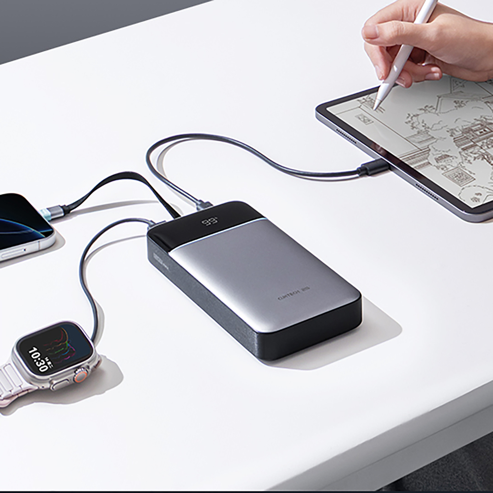 Cuktech LPB252N 120 W 25000 mAh külső akkumulátor beépített USB-C kábellel, szürke-5