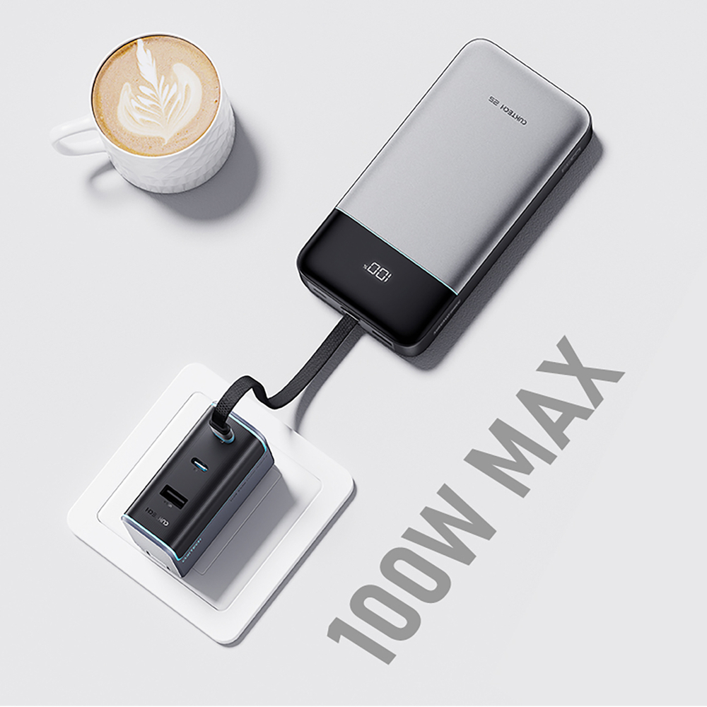 Cuktech LPB252N 120 W 25000 mAh külső akkumulátor beépített USB-C kábellel, szürke-2