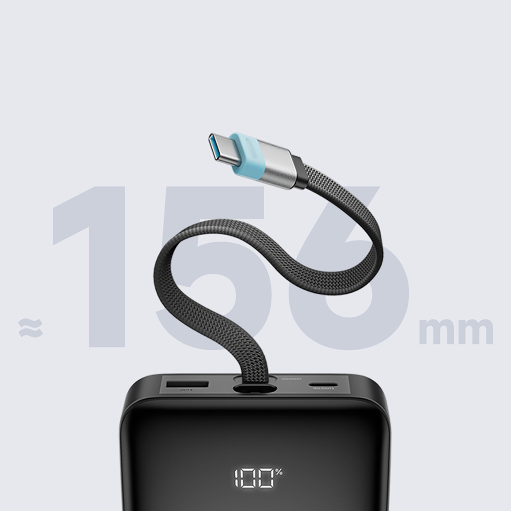 Cuktech LPB252N 120 W 25000 mAh külső akkumulátor beépített USB-C kábellel, szürke-9