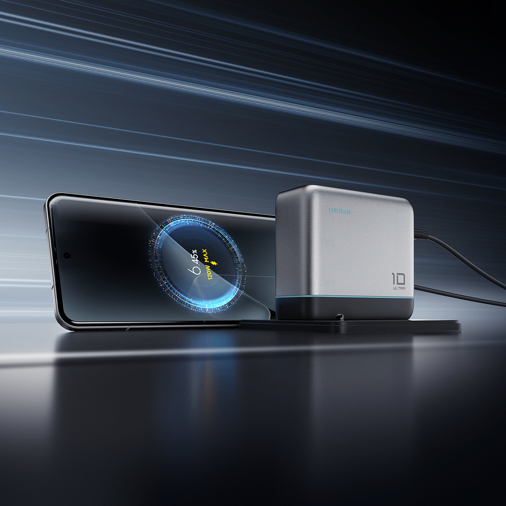 Cuktech AD1204U 120 W-os GaN hálózati töltő kijelzővel és USB-C kábellel, ezüst-15