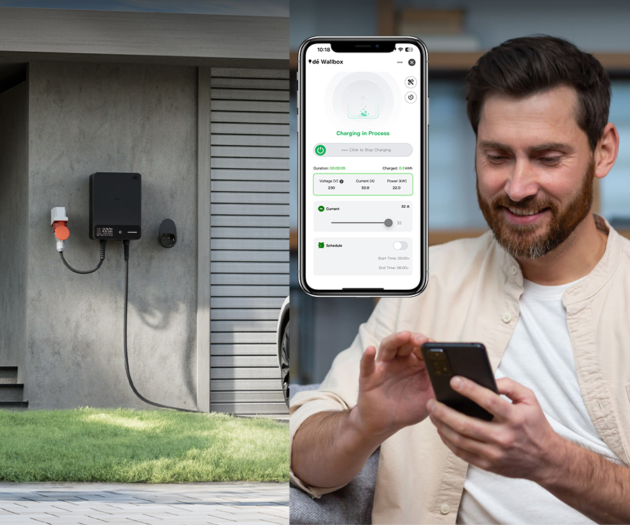 dé 22 kW-os fali töltő 15 m-es kábellel, TUYA APP Type-2-4