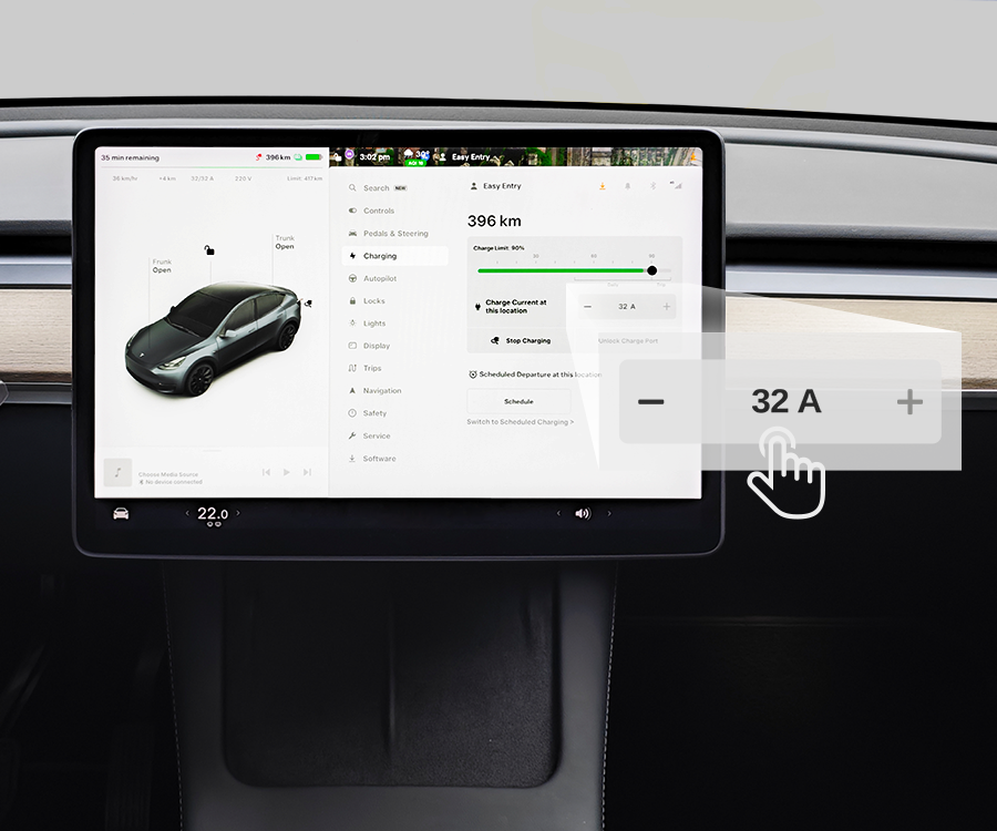 dé 22 kW-os fali töltő 15 m-es kábellel, TUYA APP Type-2-5