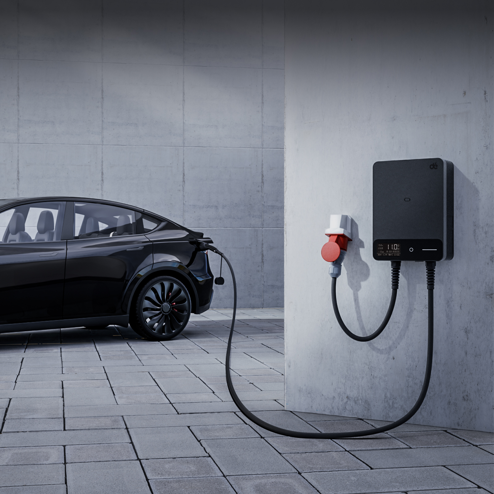 dé 11 kW-os fali töltőállomás 15 m-es kábellel, APP TUYA Type-2-3