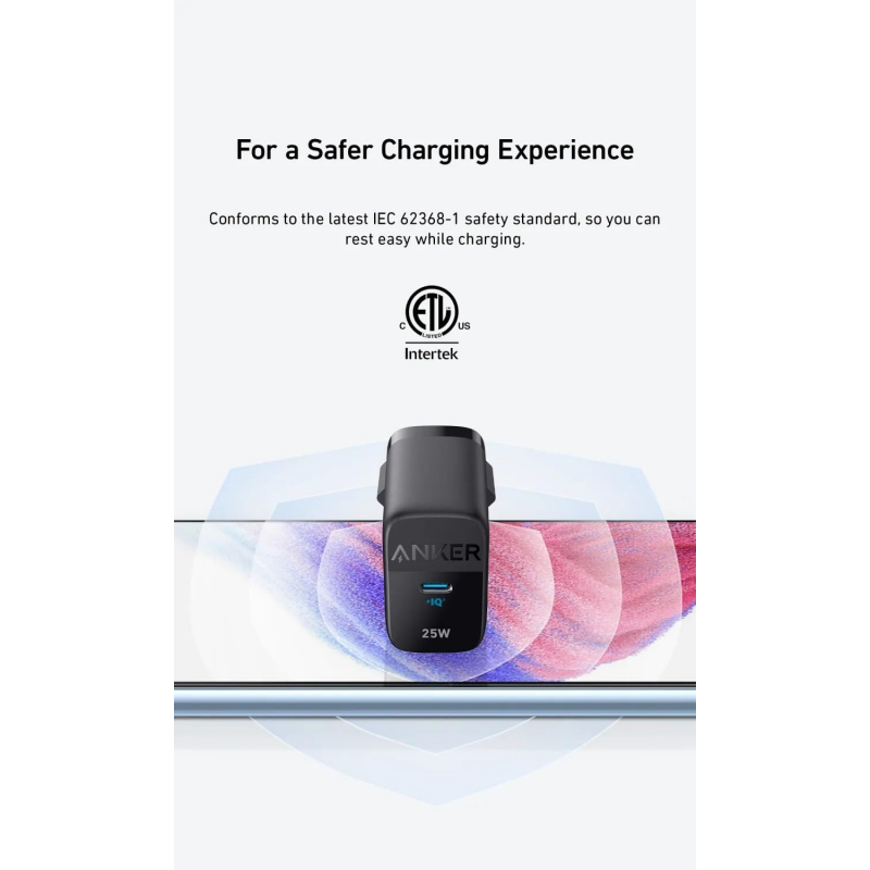 Anker 312 Ace 25 W-os hálózati töltő USB-C csatlakozóval, fekete A2642G11-4