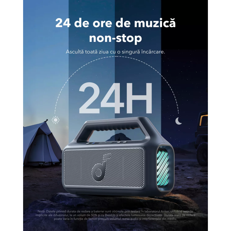 Anker SoundCore Boom 2 új változat Bluetooth hangszóró, 80 W, TWS, RGB, IPX7, fekete, A3138012-1