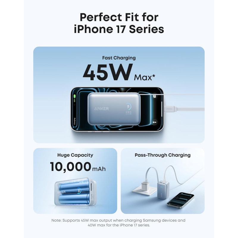 Anker Nano külső akkumulátor 10000 mAh 45 W QC + PD, kék-2