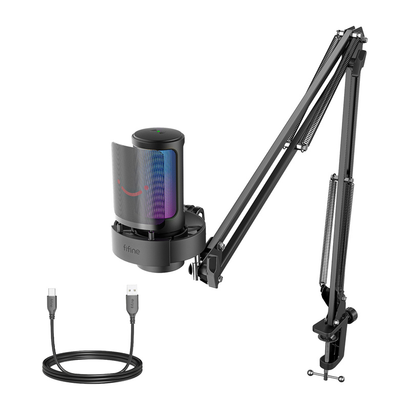 Fifine Condenser microphone A8T with mount (black)-8