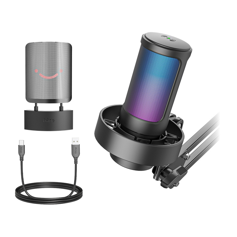 Fifine Condenser microphone A8T with mount (black)-7