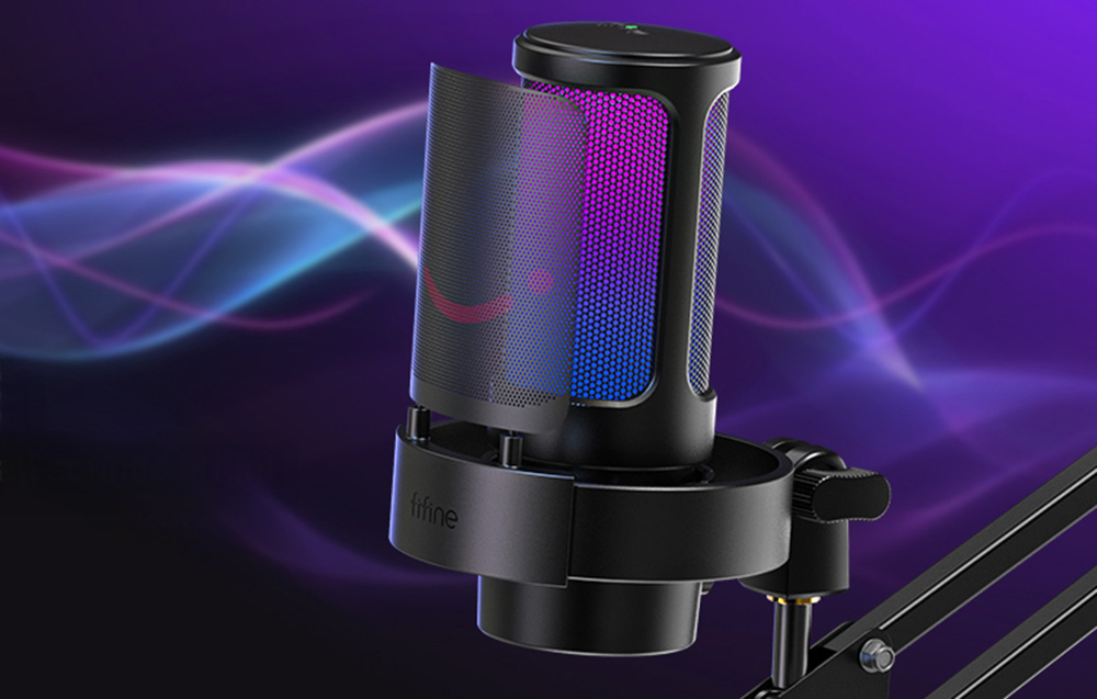Fifine Condenser microphone A8T with mount (black)-2