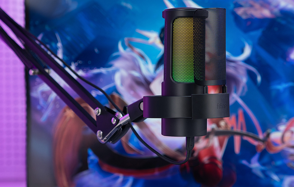 Fifine Condenser microphone A8T with mount (black)-9