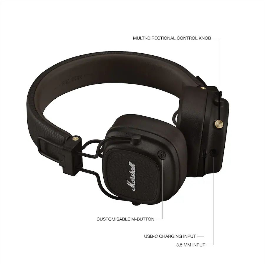 Marshall Major V Bluetooth vezeték nélküli fülre illeszkedő fejhallgató barna-4