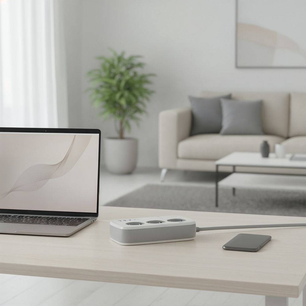 Forcell F-Energy VT-PS03 okos elosztó 3 aljzattal, USB-C-vel és 3 USB-A porttal, fehér Tuya, SmartLife-3