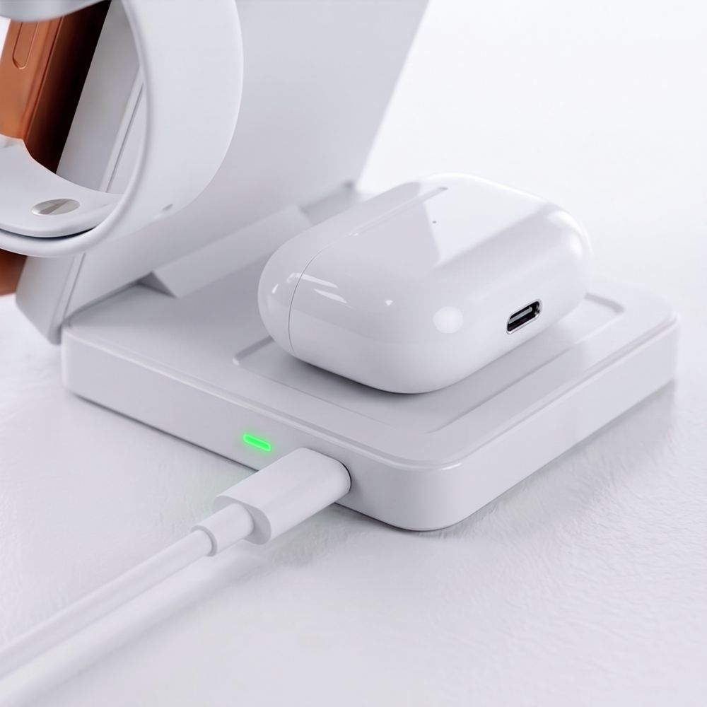 Tech-Protect A56 3 az 1-ben mágneses MagSafe vezeték nélküli töltő 25 W Qi2.2 fehér-8