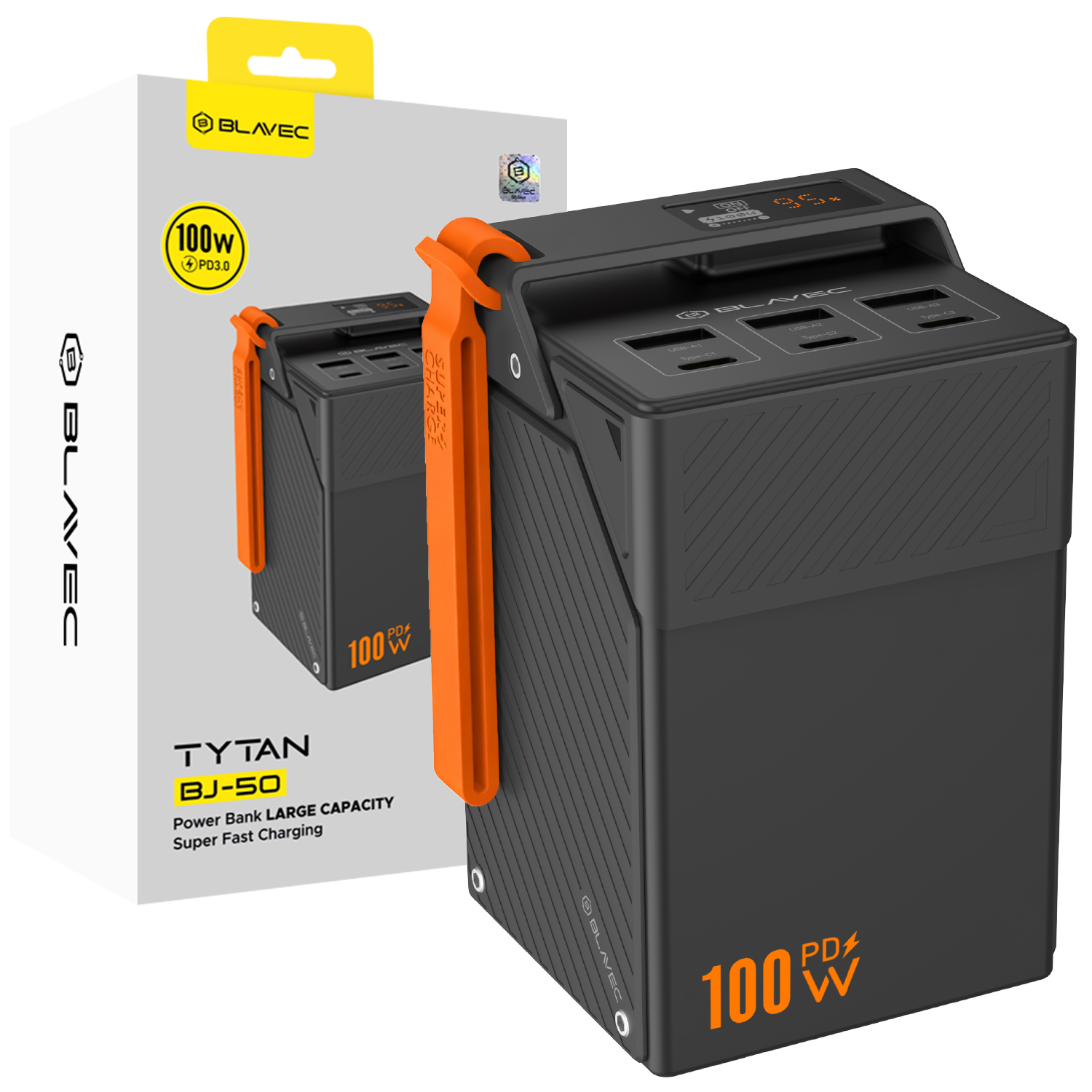 Blavec BJ-50 Tytan 50000 mAh 100 W powerbank fekete-0
