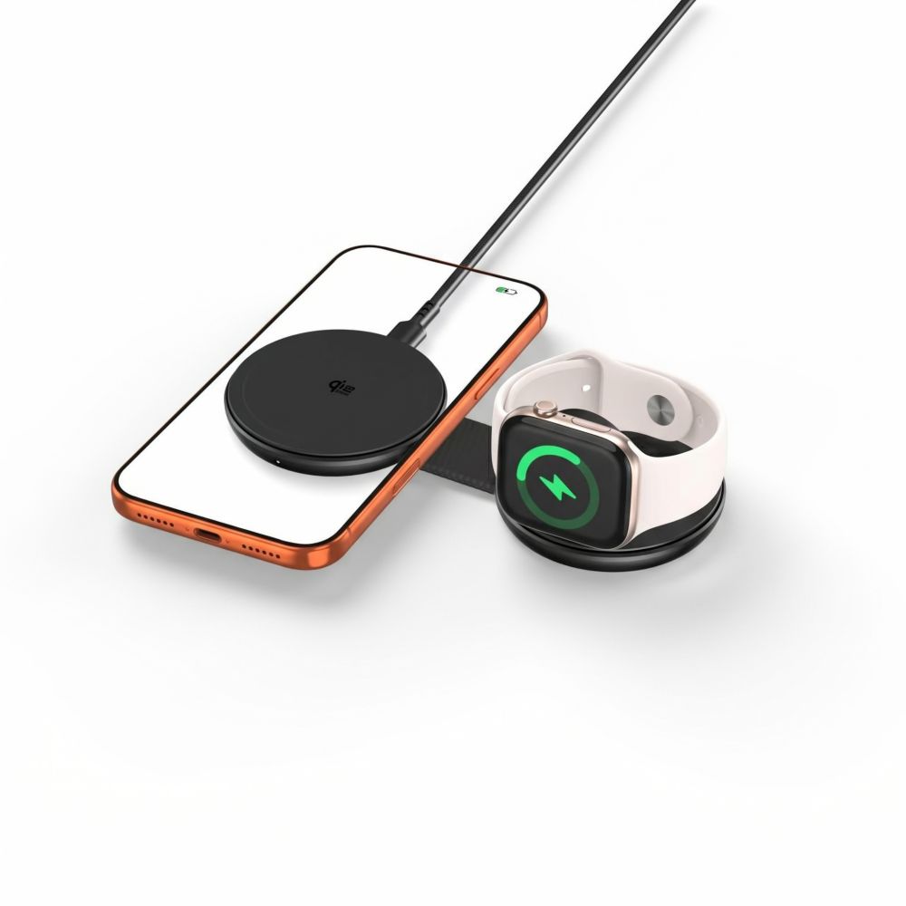 Tech-Protect A55 2 az 1-ben mágneses MagSafe vezeték nélküli töltő 25 W, fekete-10