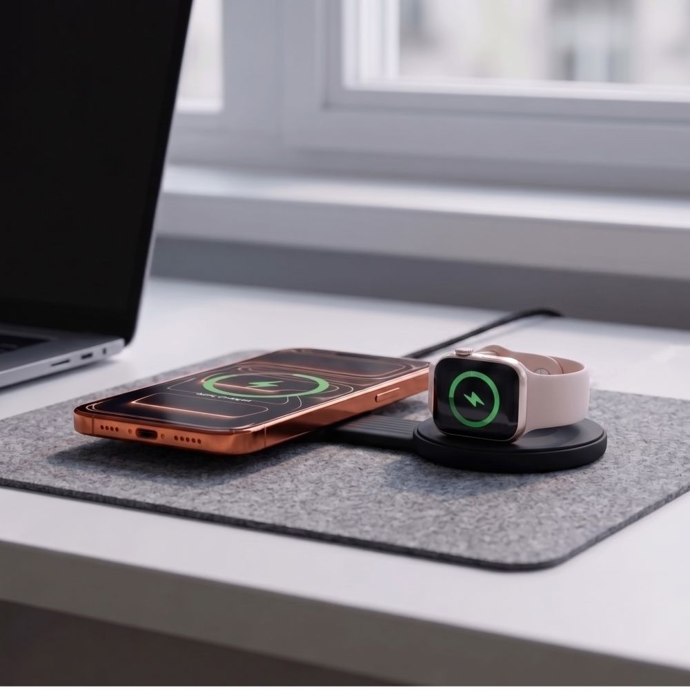 Tech-Protect A55 2 az 1-ben mágneses MagSafe vezeték nélküli töltő 25 W, fekete-5
