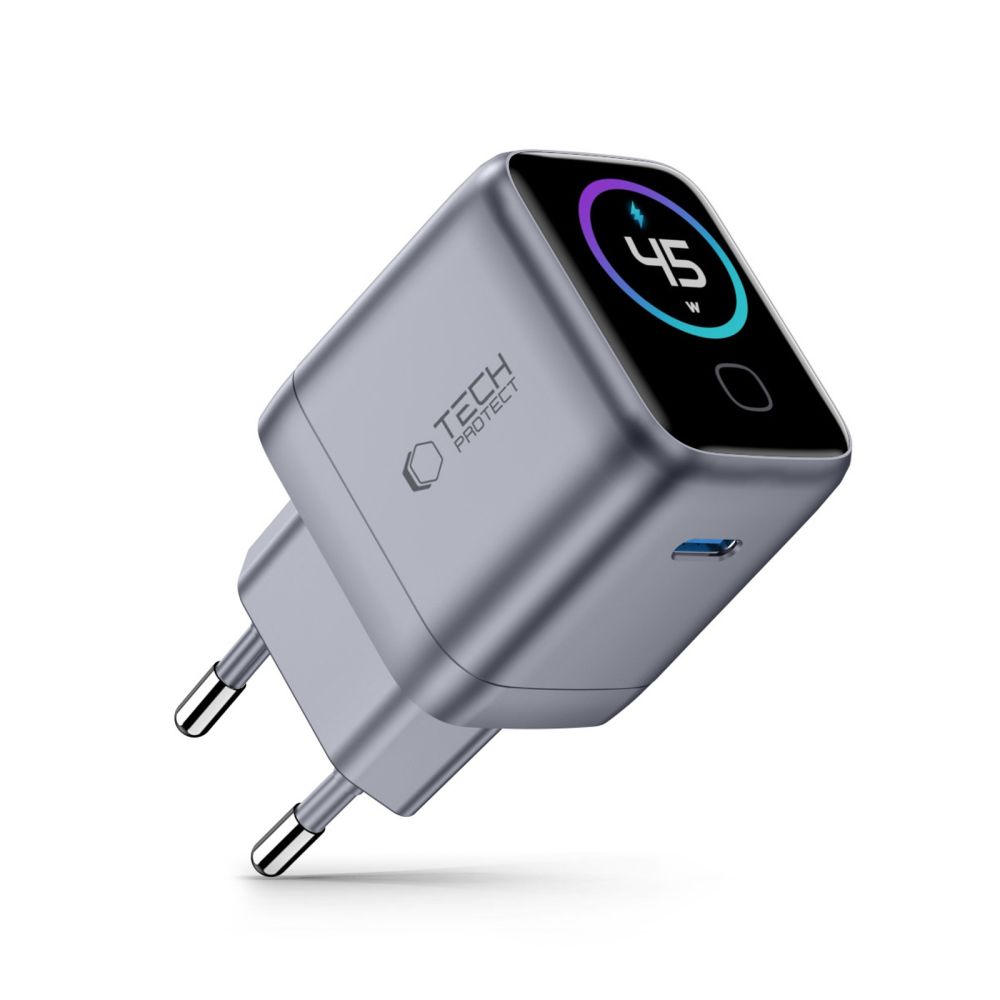 Tech-Protect PowerVision NC45W-GaN 45 W-os USB-C hálózati töltő, sötétszürke-1