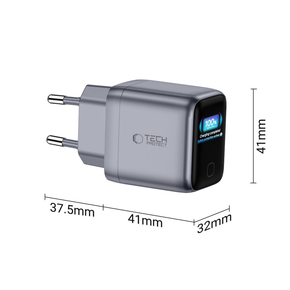 Tech-Protect PowerVision NC45W-GaN 45 W-os USB-C hálózati töltő, sötétszürke-3