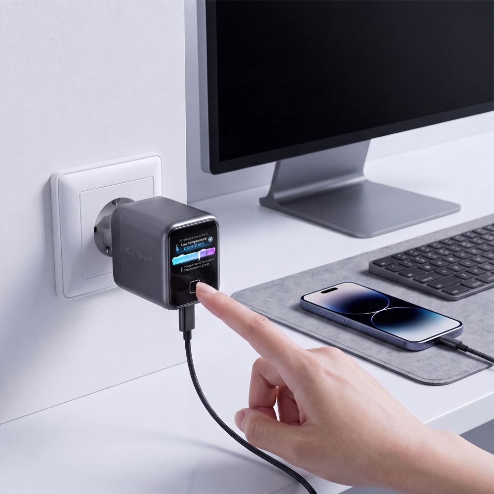 Tech-Protect PowerVision NC45W-GaN 45 W-os USB-C hálózati töltő, sötétszürke-6