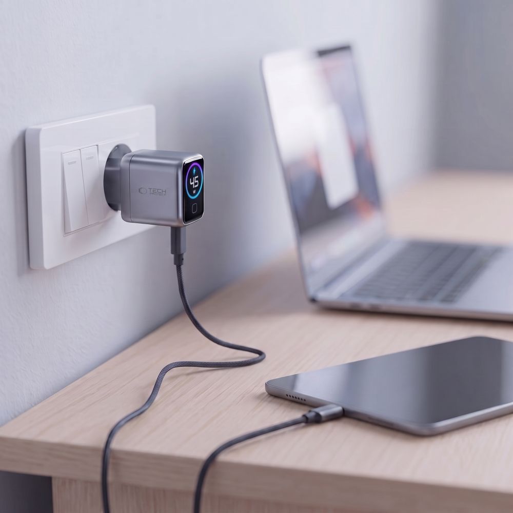 Tech-Protect PowerVision NC45W-GaN 45 W-os USB-C hálózati töltő, sötétszürke-7