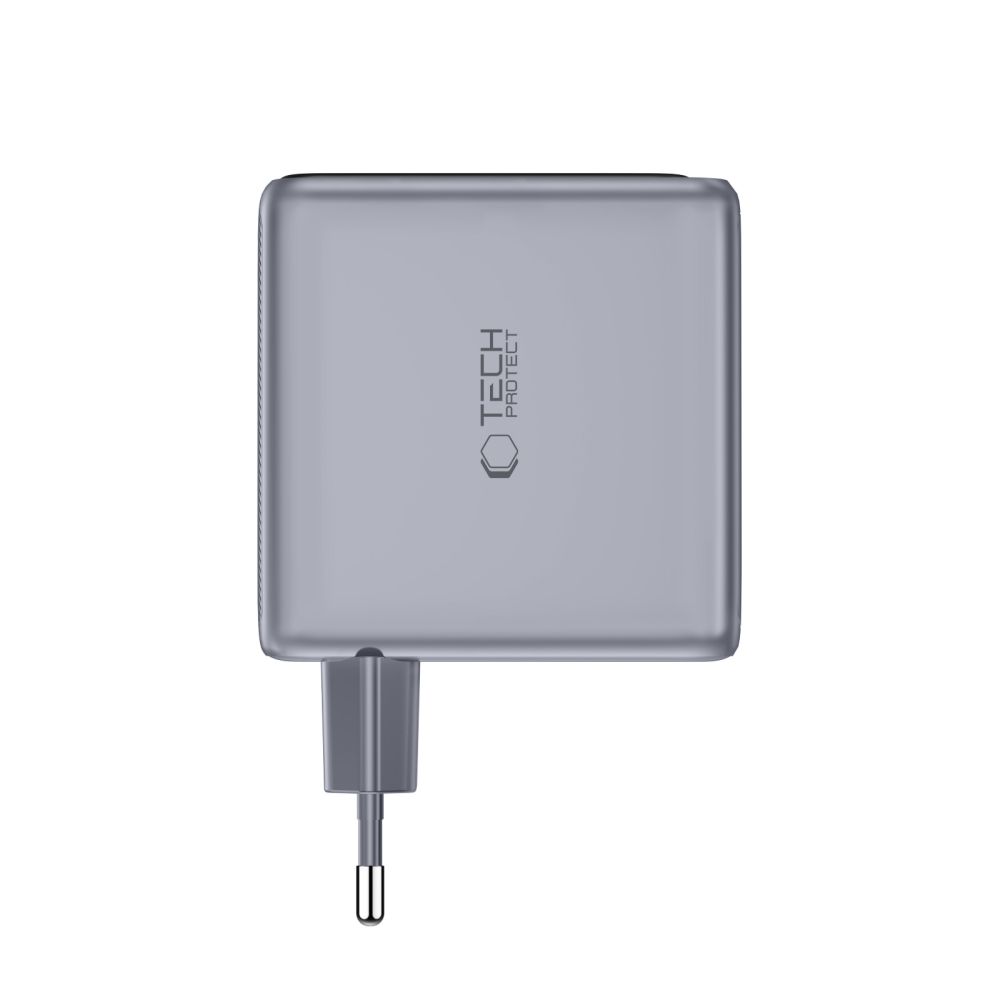 Tech-Protect PowerVision NC140W-GaN 140 W-os 4 portos hálózati töltő, sötétszürke (3×USB-C, 1x USB-A)-2