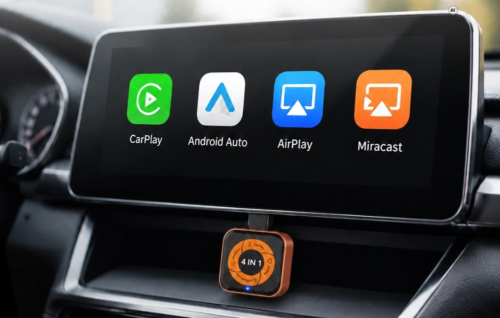CARLINKIT Mini Ultra 6 vezeték nélküli CarPlay és Android Auto adapter, fekete-narancssárga-4