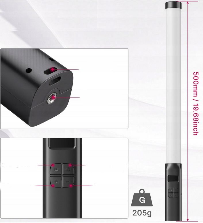 Ulanzi VL119 RGB LED videólámpa, fénycső 2600 mAh-4