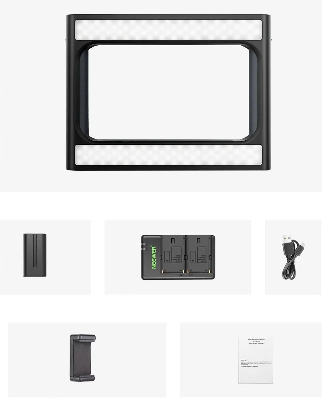 Neewer RGB-A111 20 W-os LED keretlámpa telefontartóval-11