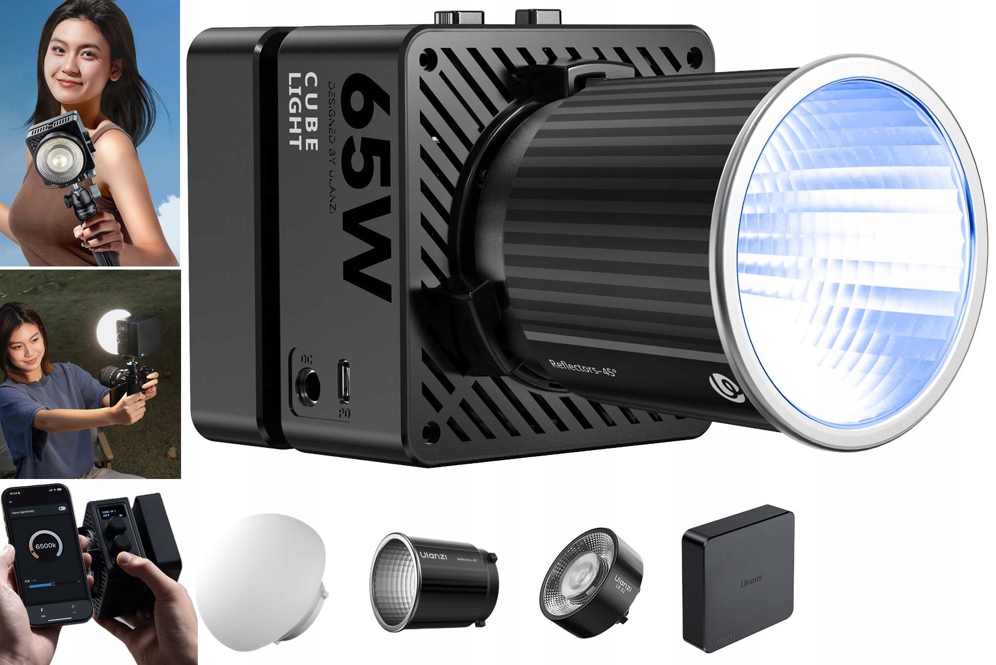 Ulanzi EC65 65 W-os kétszínű COB LED stúdiólámpa-0