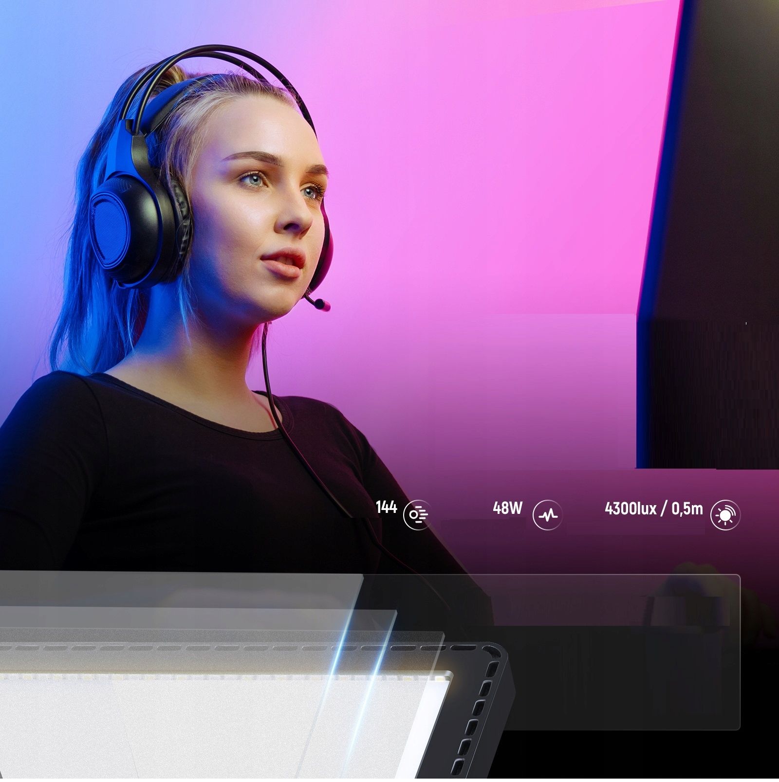 Neewer GL1C RGBWW LED lámpa asztali állvánnyal-2