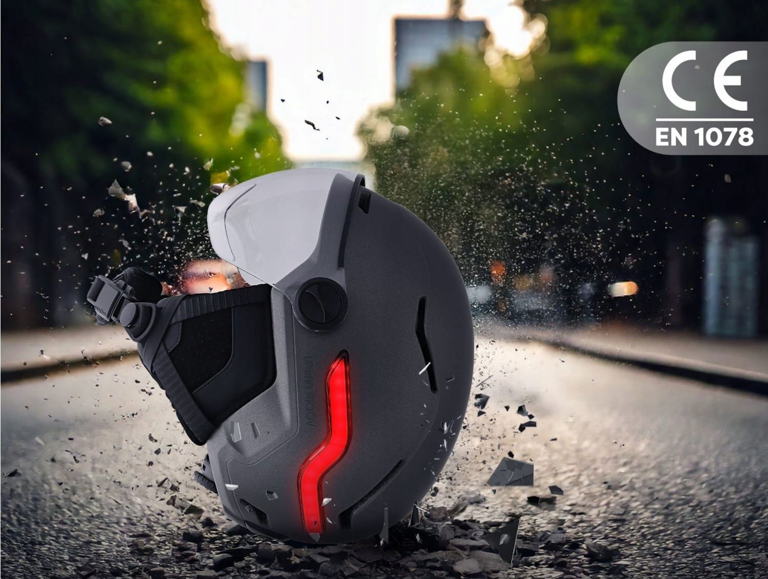T'nB Urban Moov VIZION LED-es védősisak távirányítóval, L, matt sötétszürke-9