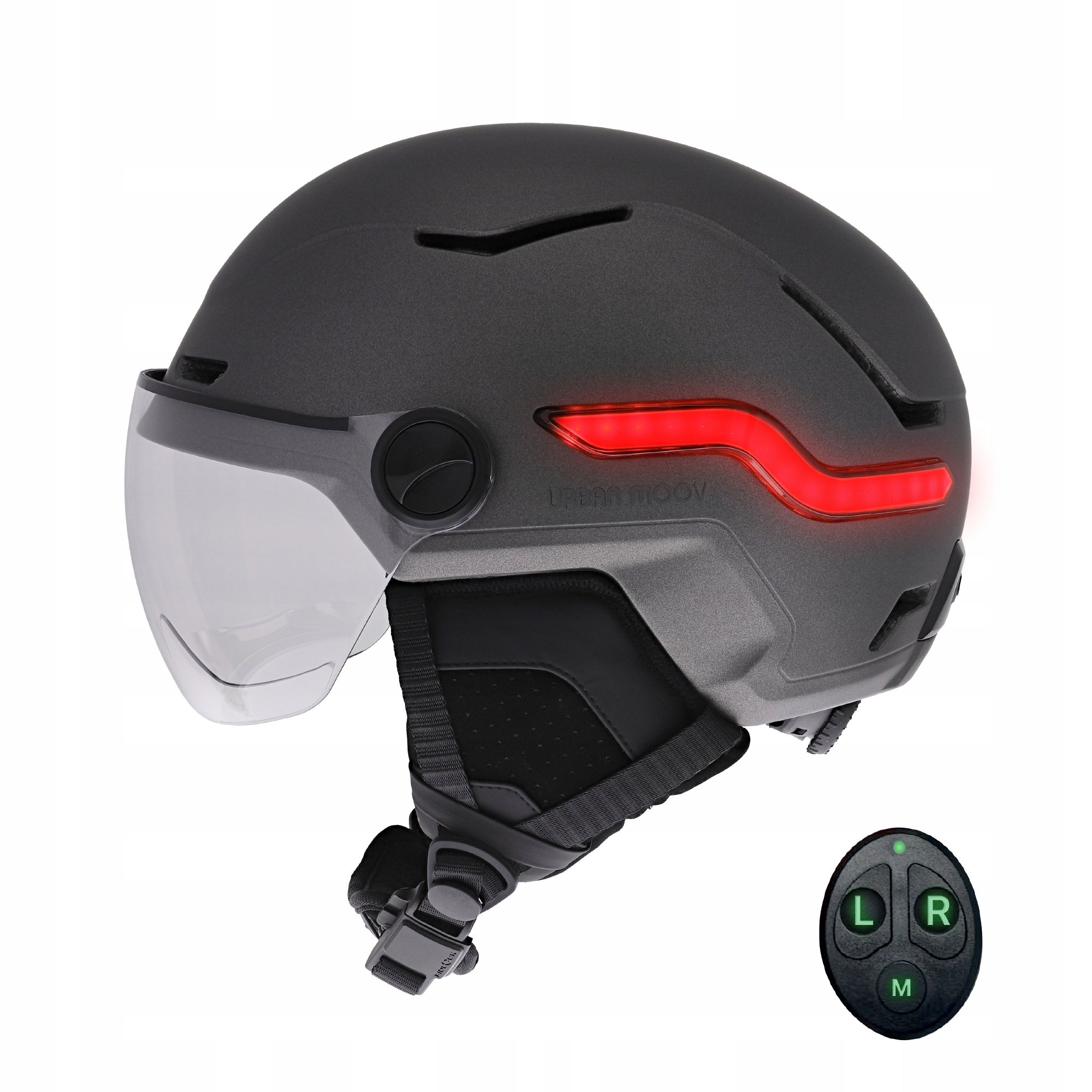 T'nB Urban Moov VIZION LED-es védősisak távirányítóval, L, matt sötétszürke-7