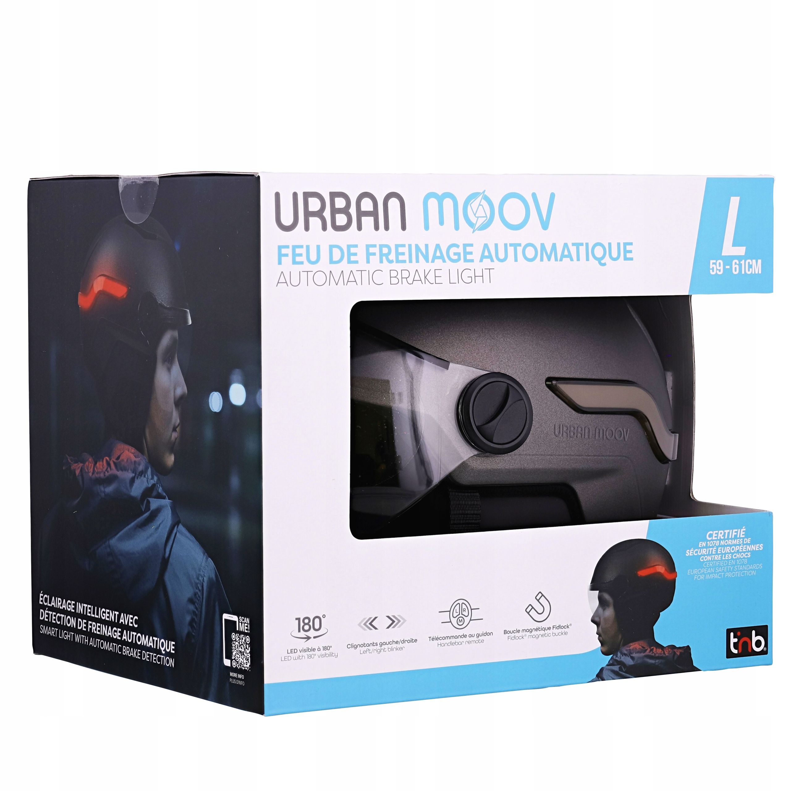 T'nB Urban Moov VIZION LED-es védősisak távirányítóval, L, matt sötétszürke-2