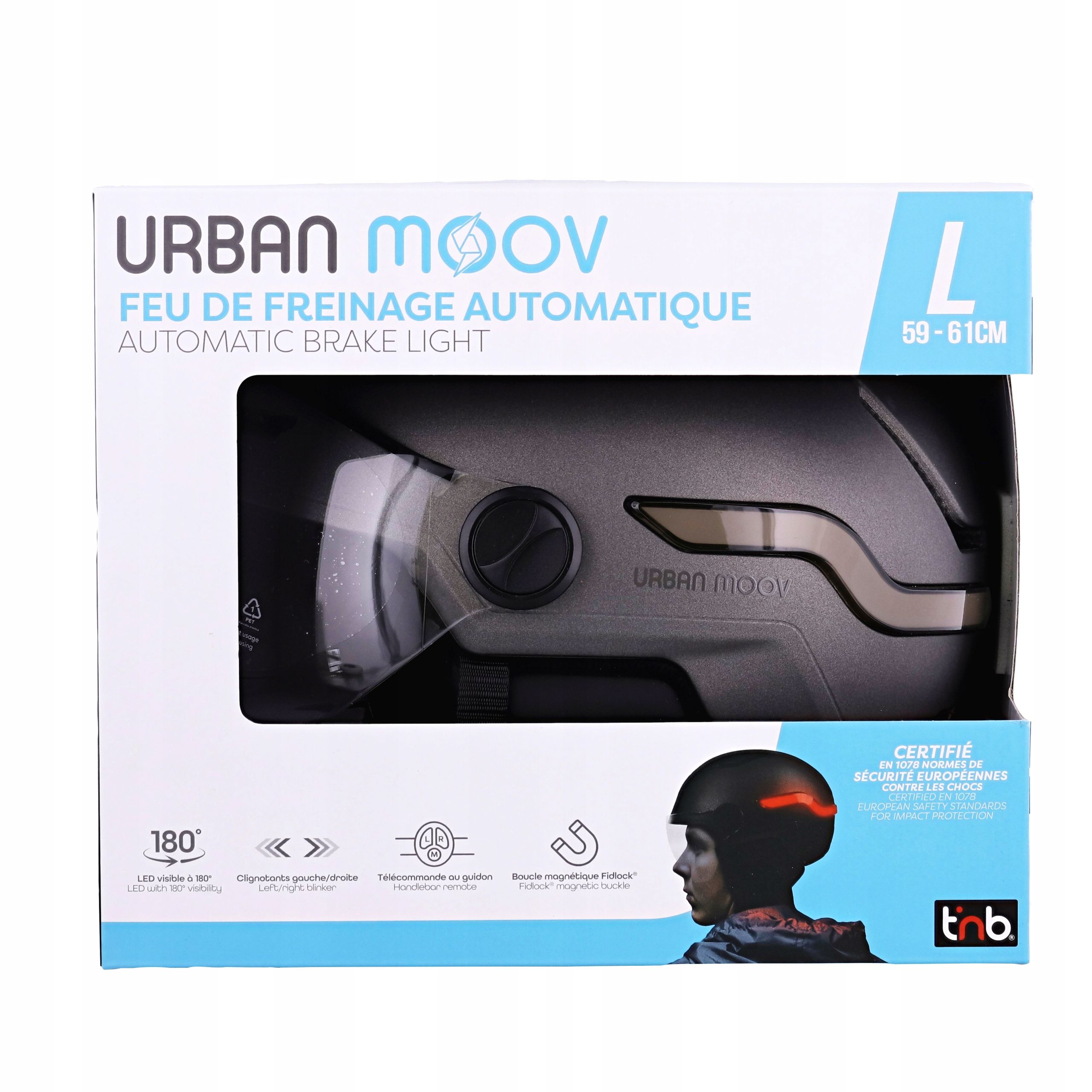 T'nB Urban Moov VIZION LED-es védősisak távirányítóval, L, matt sötétszürke-11