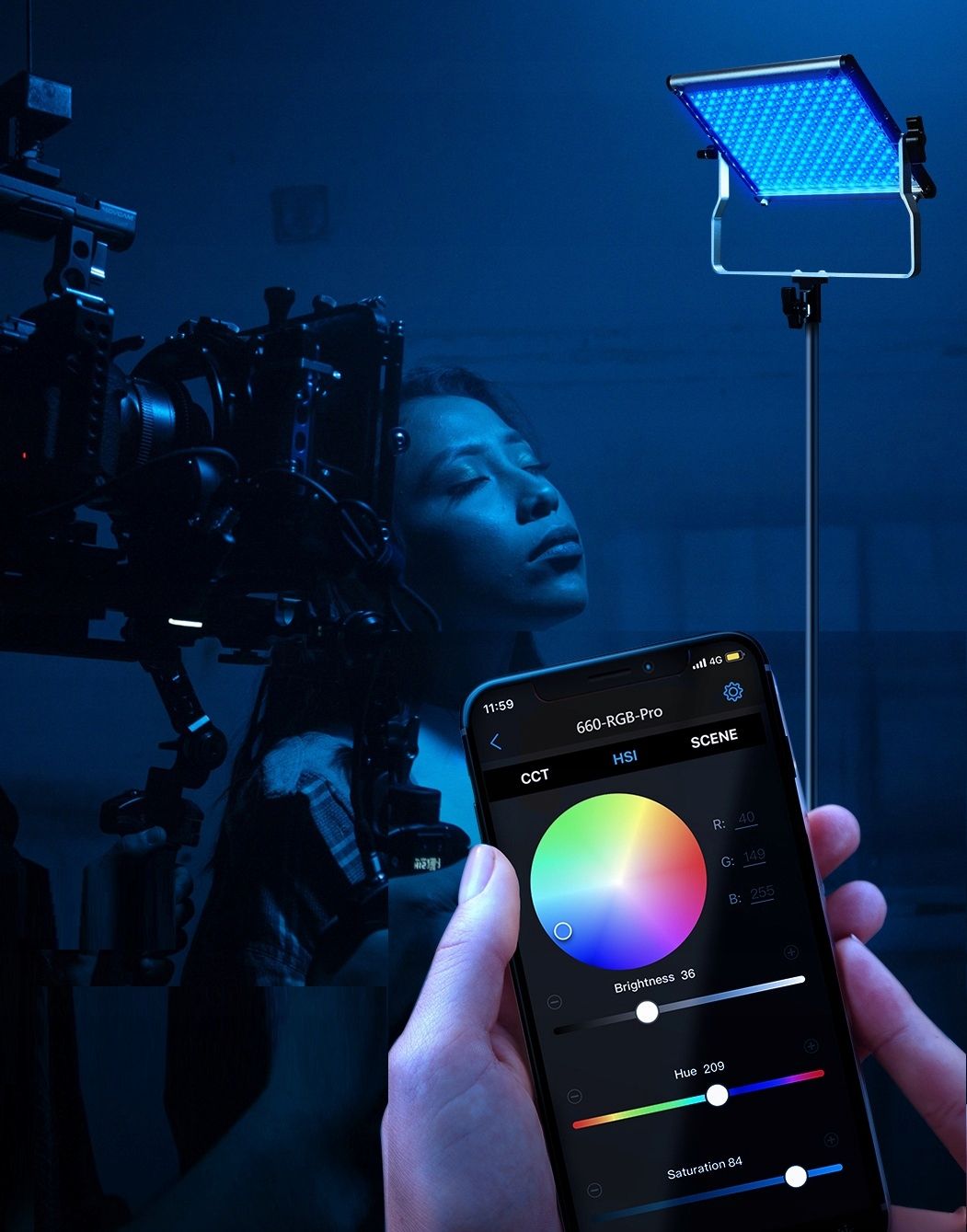 Neewer RGB660 PRO II LED RGB videólámpa fényterelő lapokkal, 50 W, 3200–5600 K-6