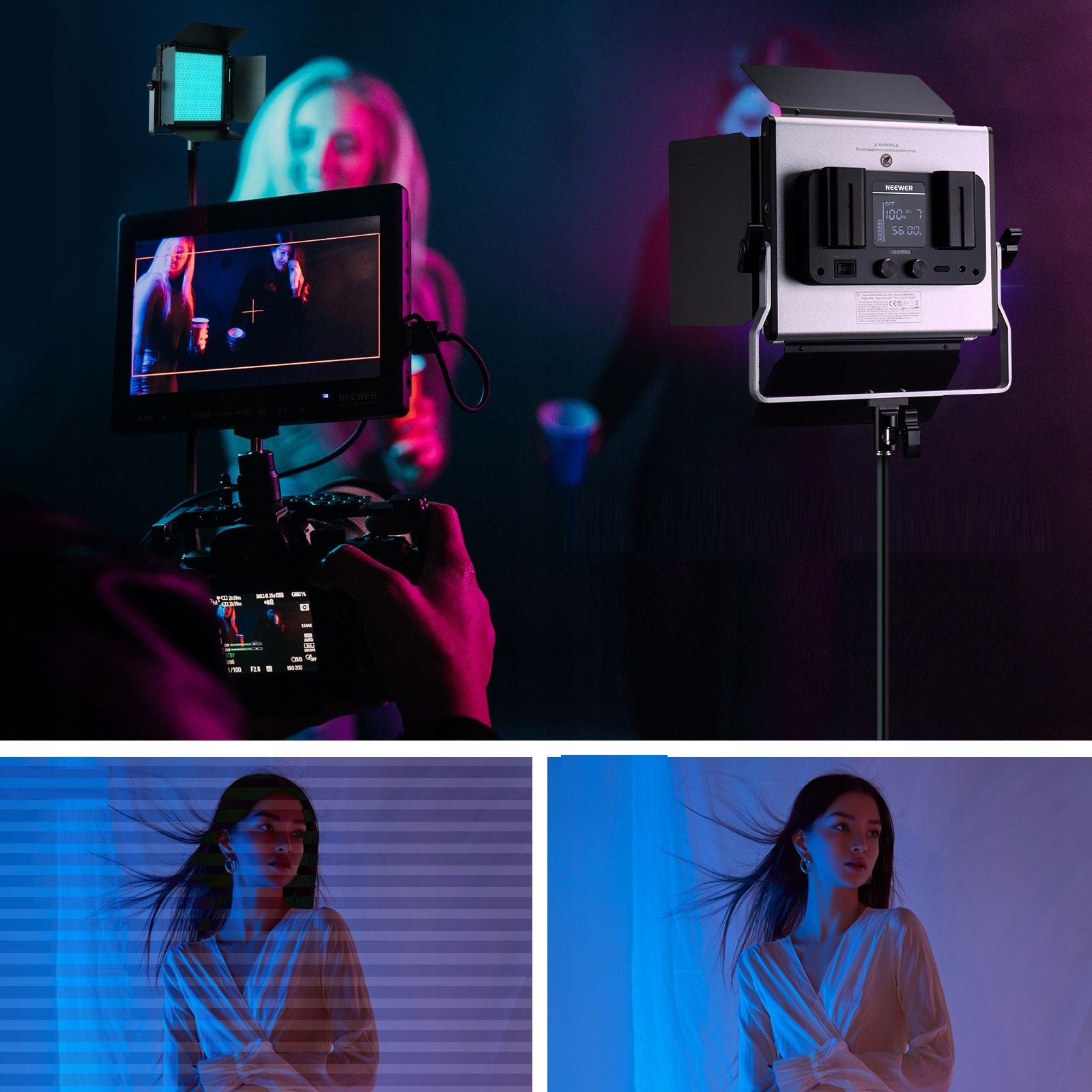 Neewer RGB660 PRO II LED RGB videólámpa fényterelő lapokkal, 50 W, 3200–5600 K-7