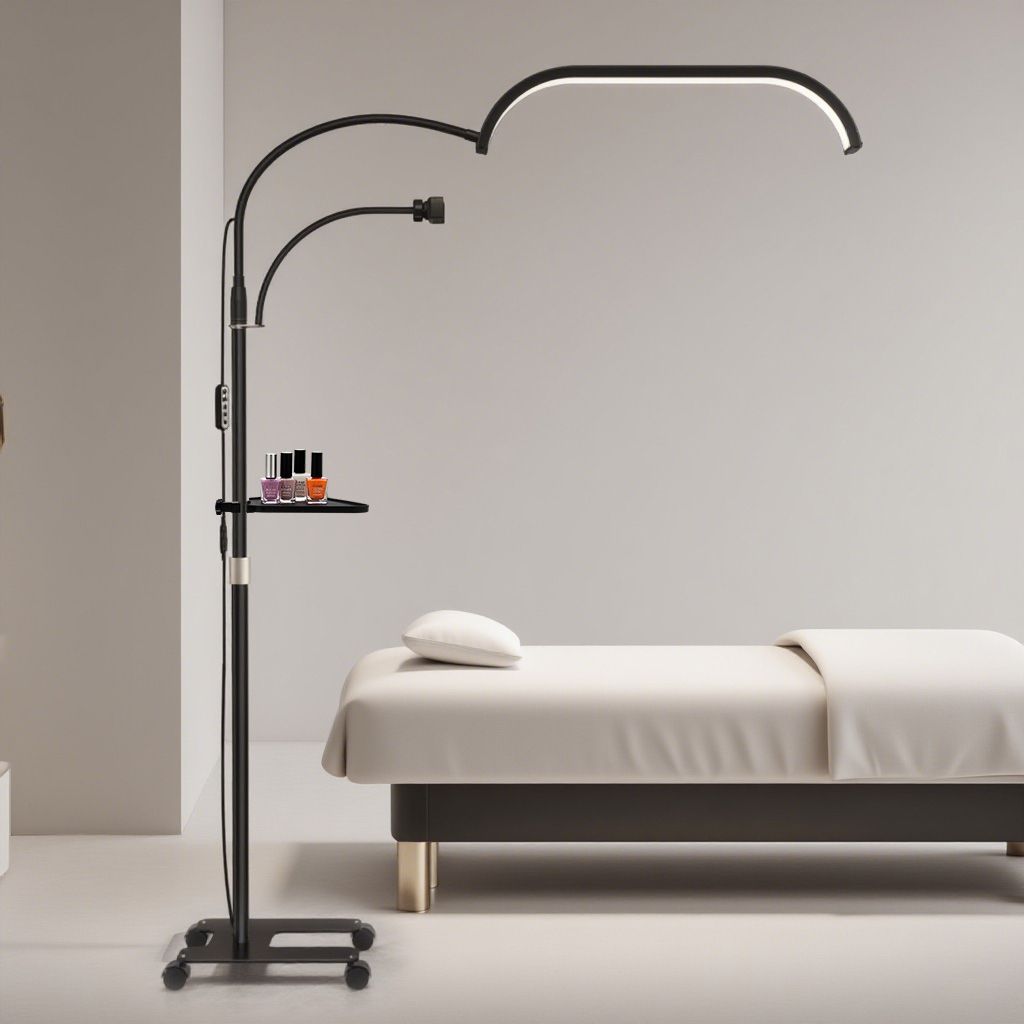 Michael Marinelli GX520R 45 W Moon kozmetikai LED lámpa állvánnyal és kerekekkel, fekete-2